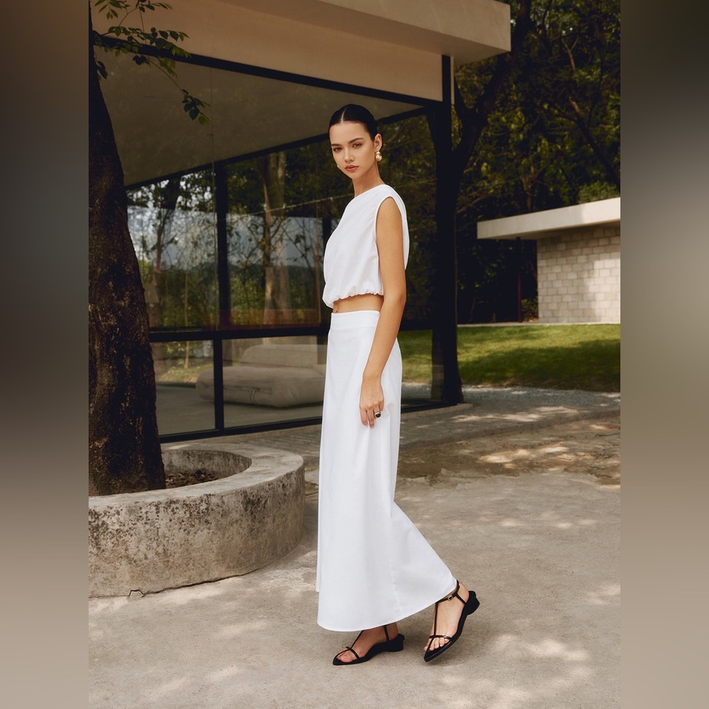 Commense Cotton & Linen Solid Maxi Skirt - Picture 7 of 13